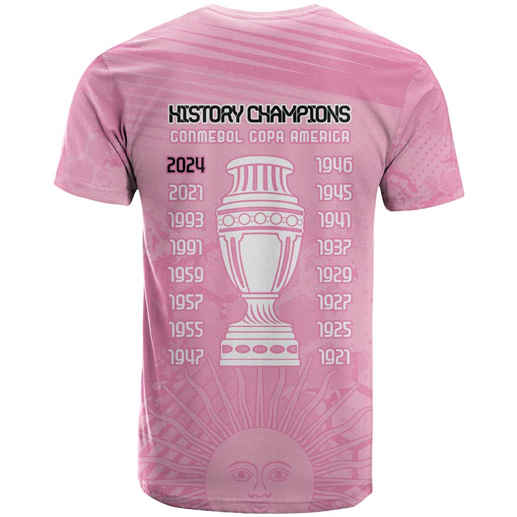 Argentina Football T-Shirt Campeones De la Historia - Pink Style Graphic Tee