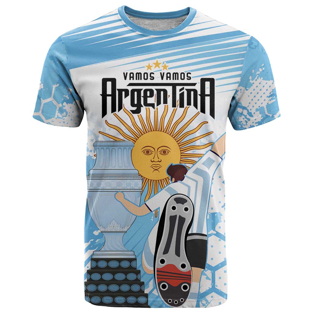 Argentina Football T-Shirt Campeones De la Historia - Blue Style Graphic Tee