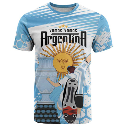 Argentina Football T-Shirt Campeones De la Historia - Blue Style Graphic Tee