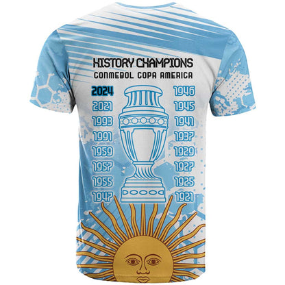 Argentina Football T-Shirt Campeones De la Historia - Blue Style Graphic Tee