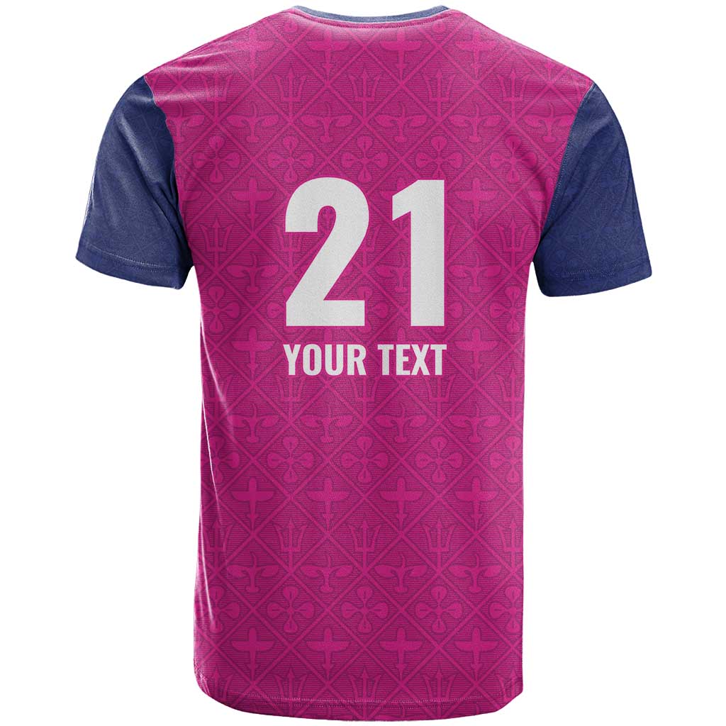 Caribbean Cricket Barbados Custom T-Shirt Strike of the Tridents Pink Fury Graphic Tee
