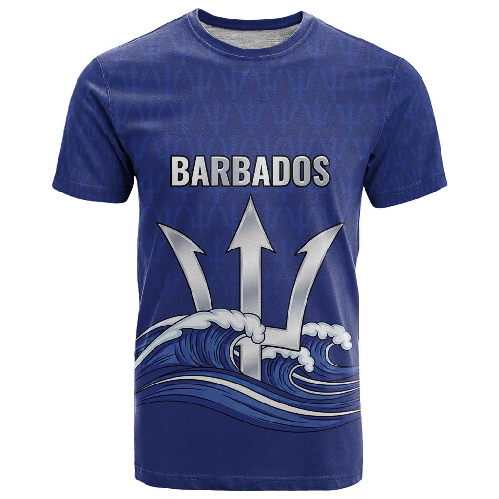 Caribbean Cricket Barbados Custom T-Shirt Trident Champions Wave Graphic Tee