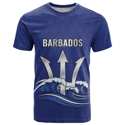 Caribbean Cricket Barbados Custom T-Shirt Trident Champions Wave Graphic Tee