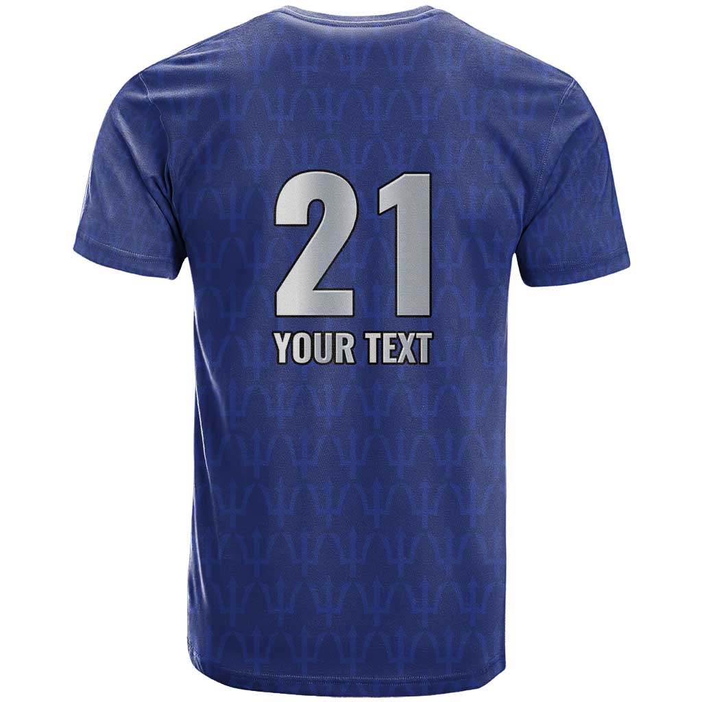 Caribbean Cricket Barbados Custom T-Shirt Trident Champions Wave Graphic Tee
