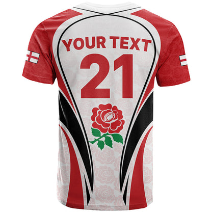 Custom England Rugby T-Shirt Come On Red Rose Word Cup Graphic Tee