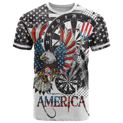 USA Darts T-Shirt American Bald Eagle with Grunge Style Graphic Tee