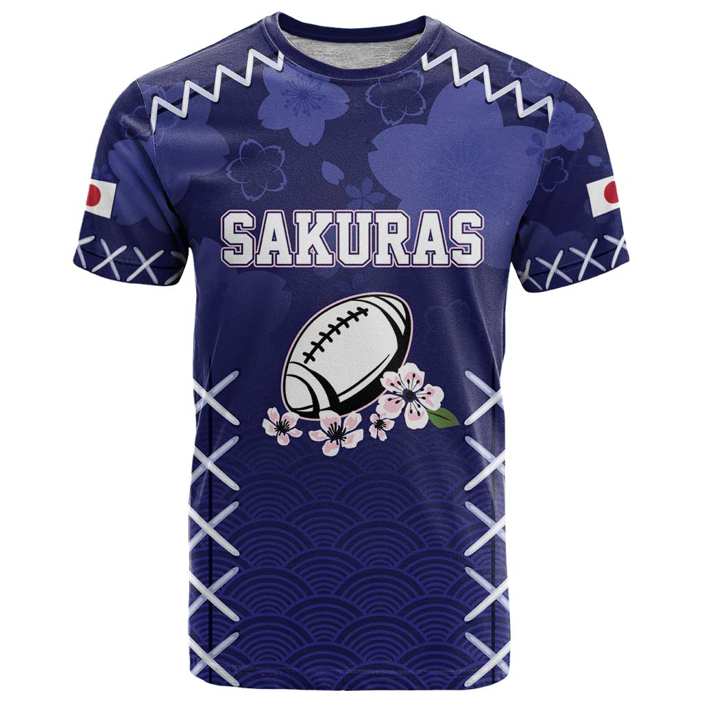 Custom Japan Rugby Pacific T-Shirt Sakuras Rising Sun with Polynesian Pattern Graphic Tee