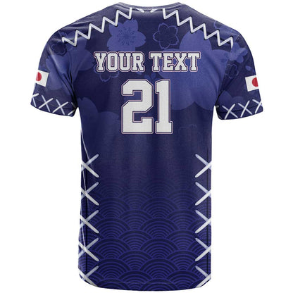 Custom Japan Rugby Pacific T-Shirt Sakuras Rising Sun with Polynesian Pattern Graphic Tee