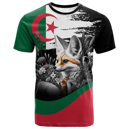 Personalized Algeria T-Shirt Algerian Flag With a Fennec Fox Graphic Tee