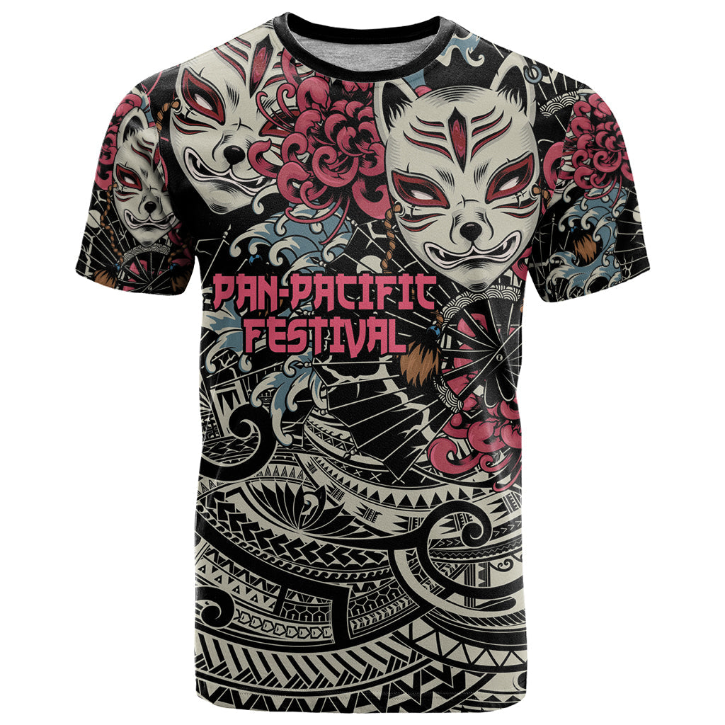 Personalized Japanese Kitsune Mask T-Shirt With Polynesian Arty Style Graphic Tee