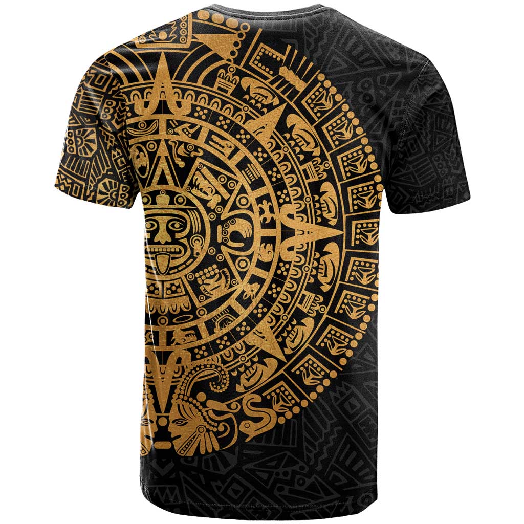 Mexican Aztec T-Shirt Golden Coat of Arm Graphic Tee