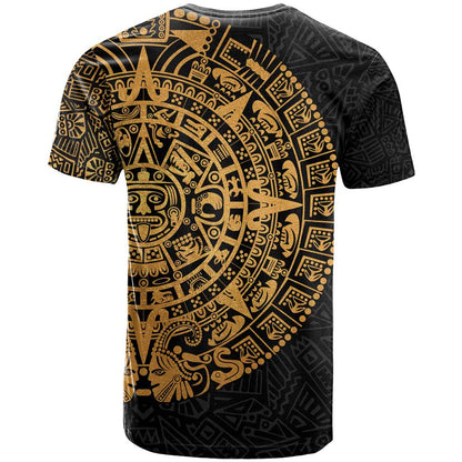 Mexican Aztec T-Shirt Golden Coat of Arm Graphic Tee