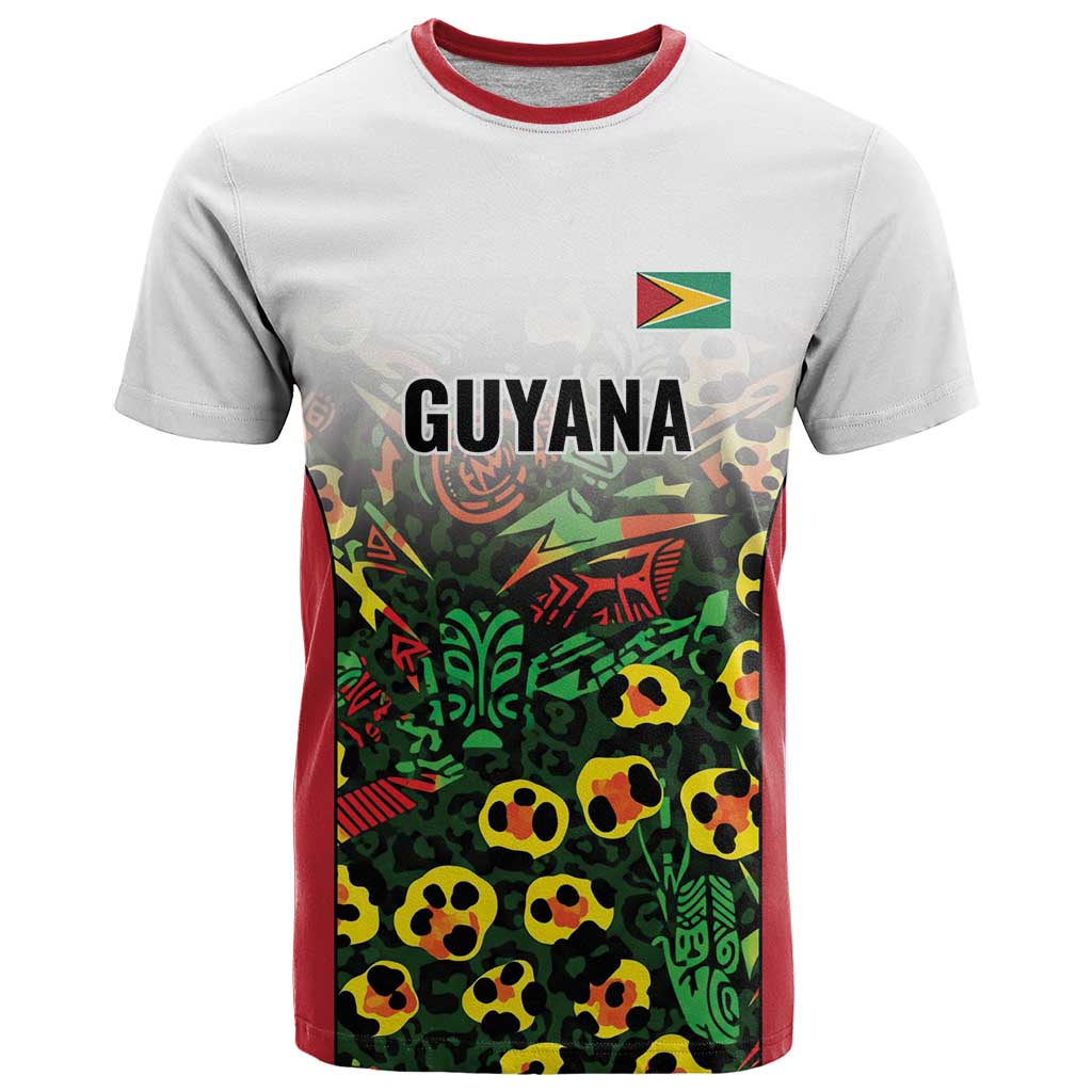 Custom Guyana Football T-Shirt Spirit of the Jaguar - White Graphic Tee