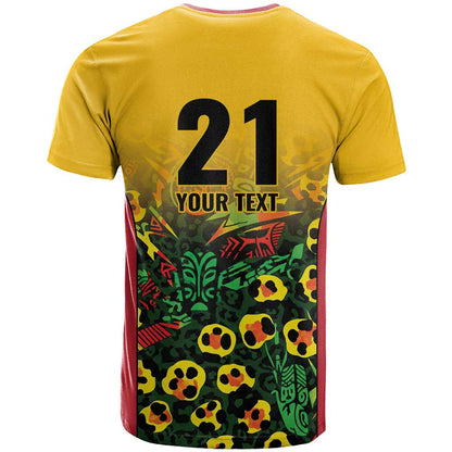 Custom Guyana Football T-Shirt Spirit of the Jaguar - Yellow Graphic Tee