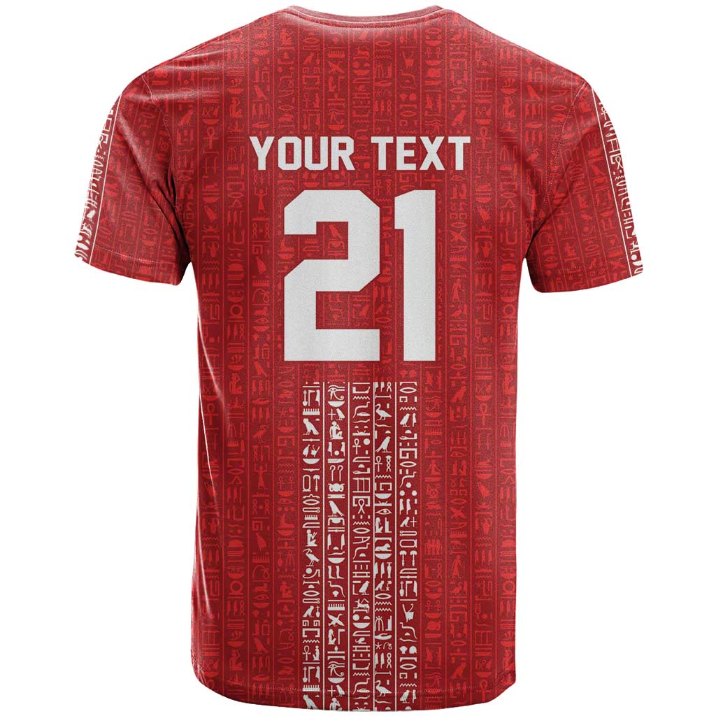 World Football 2026 Egypt Custom T-Shirt Red Ancient Egyptian Hieroglyphs Graphic Tee