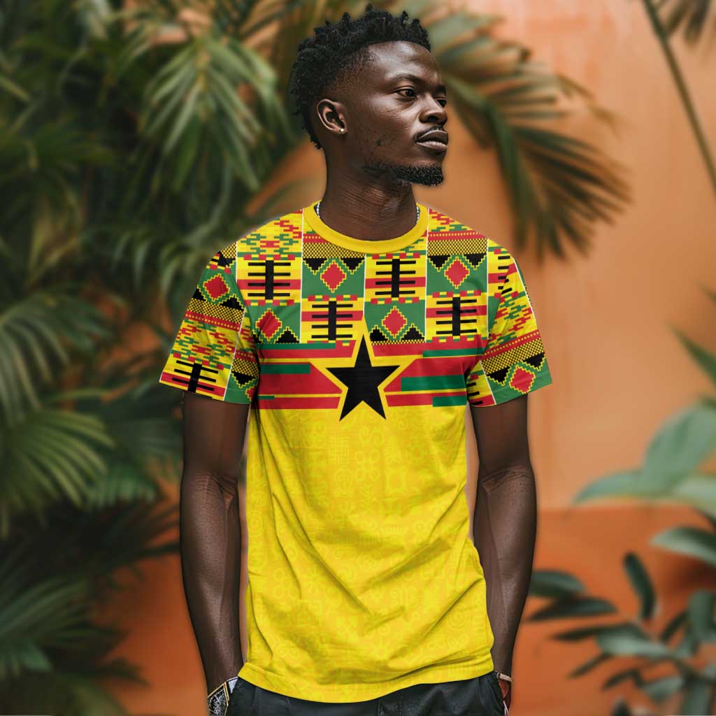 World Football 2026 Ghana Custom T-Shirt Black Stars African Kente Pattern Graphic Tee