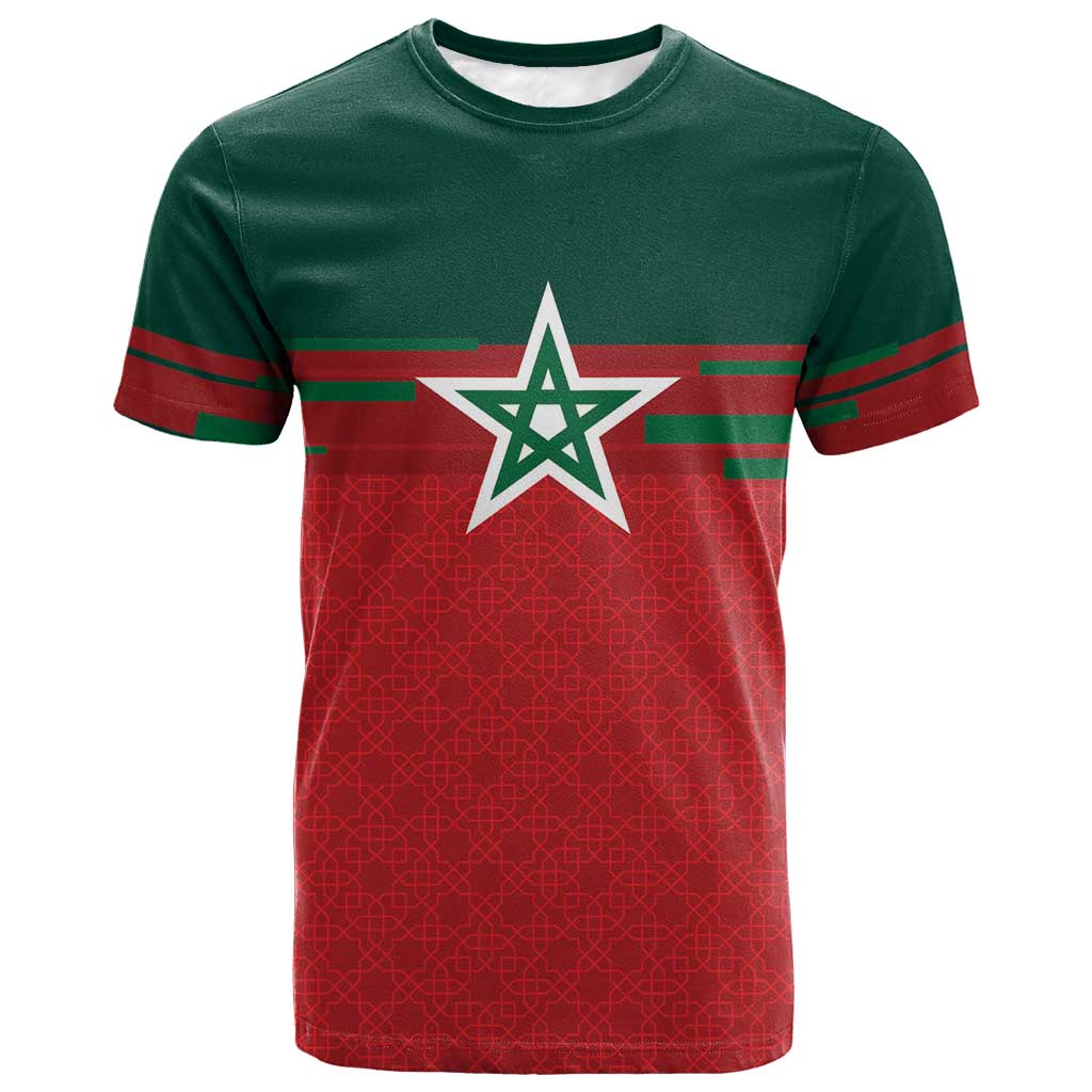 World Football 2026 Morocco Custom T-Shirt African Geometric Red Pattern Graphic Tee