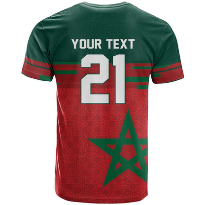 World Football 2026 Morocco Custom T-Shirt African Geometric Red Pattern Graphic Tee