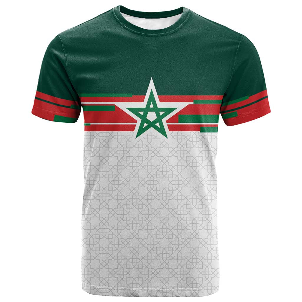 World Football 2026 Morocco Custom T-Shirt African Geometric White Pattern Graphic Tee