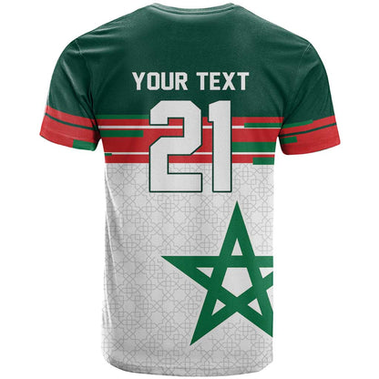 World Football 2026 Morocco Custom T-Shirt African Geometric White Pattern Graphic Tee