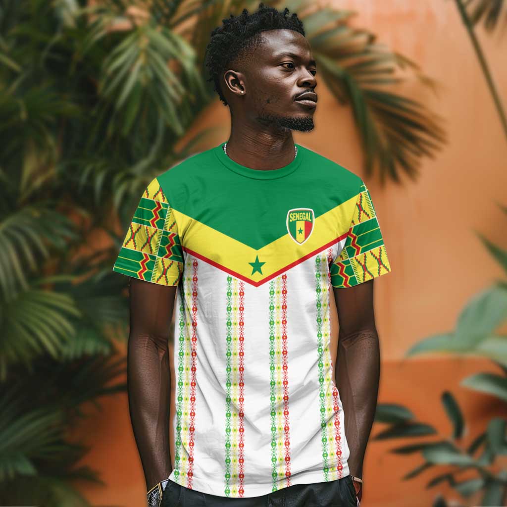 World Football 2026 Senegal Custom T-Shirt African Kente White Pattern Graphic Tee