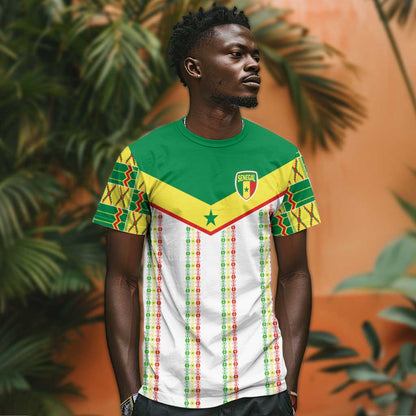 World Football 2026 Senegal Custom T-Shirt African Kente White Pattern Graphic Tee