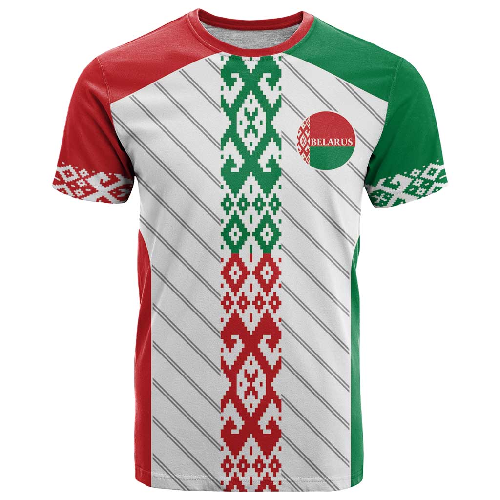 Belarus Football Custom T-Shirt Rushnyk Pattern Graphic Tee