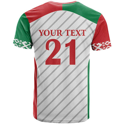 Belarus Football Custom T-Shirt Rushnyk Pattern Graphic Tee