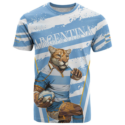 Custom Vamos Argentina T-Shirt The Pumas Rugby Mascot Sporty Version Graphic Tee