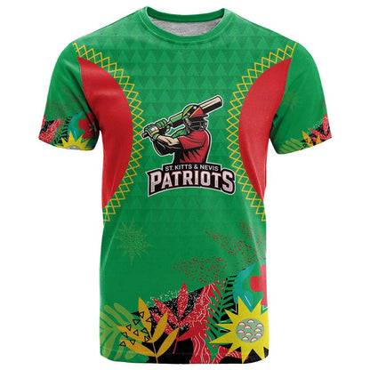 Custom Caribbean Cricket St Kitts and Nevis T-Shirt Two Islands One Fire Patriots Crown 2025 - Green Graphic Tee