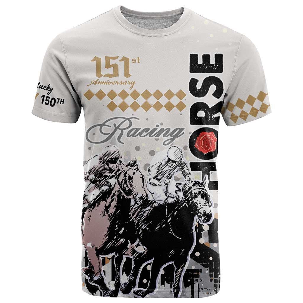 Kentucky Horse Racing T-Shirt 151st Anniversary The Run For The Roses Graphic Tee