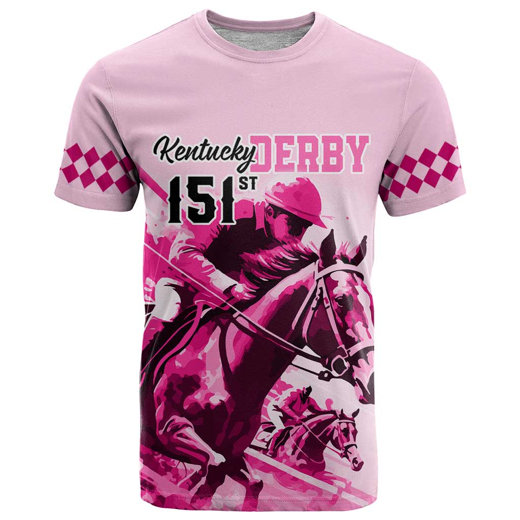Kentucky Horse Racing T-Shirt 151st Anniversary Sporting Art Pink Version Graphic Tee
