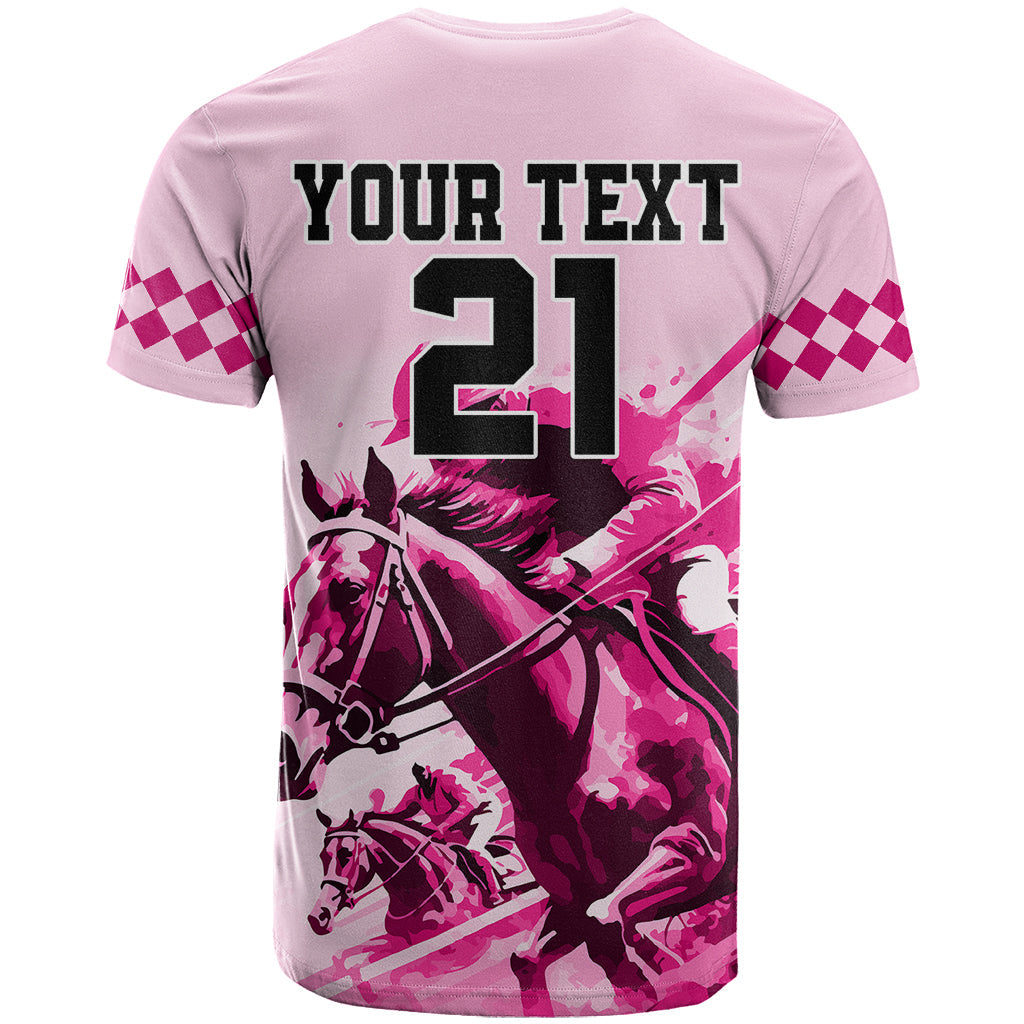 Personalised Kentucky Horse Racing T-Shirt 150th Anniversary Sporting Art Pink Version Graphic Tee