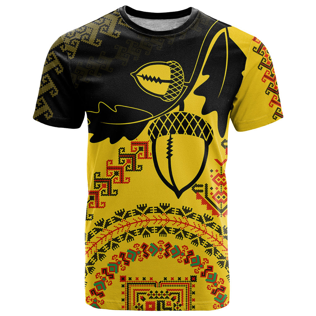 Personalised Romania Oaks Rugby T-Shirt Romanian Pattern With Embroidery Motif Graphic Tee