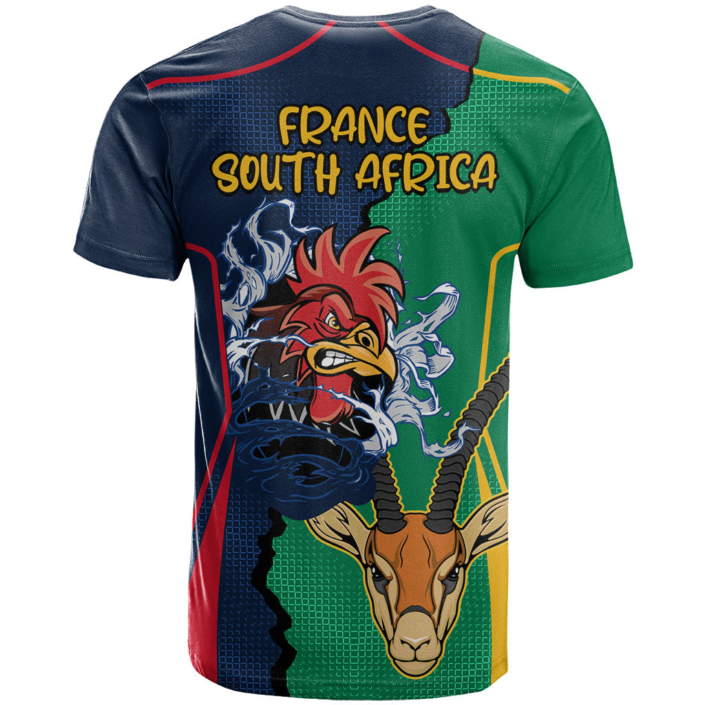 France South Africa Rugby T-Shirt Springboks and Gallic Rooster World Cup Graphic Tee