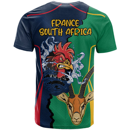 France South Africa Rugby T-Shirt Springboks and Gallic Rooster World Cup Graphic Tee