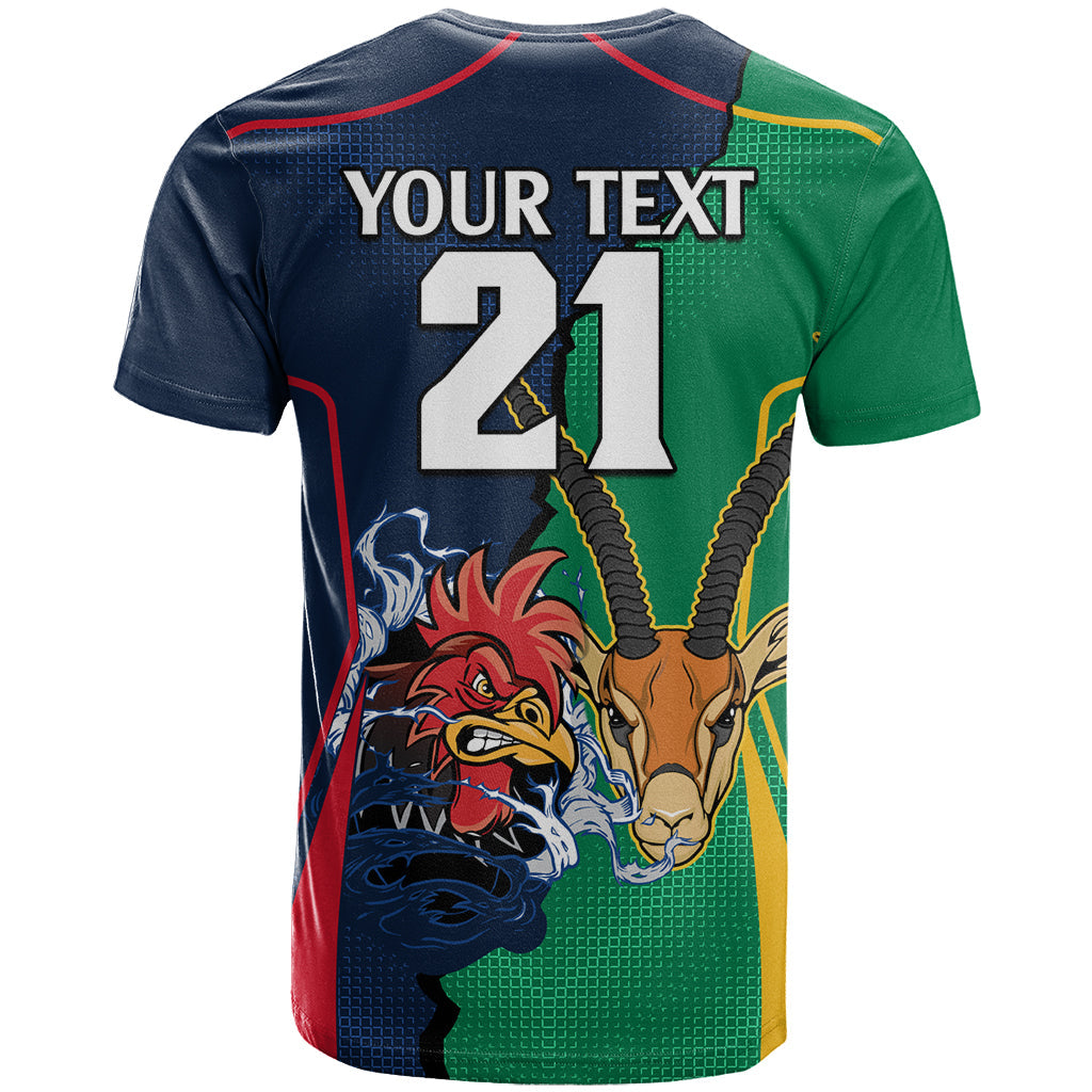 Custom France South Africa Rugby T-Shirt Springboks and Gallic Rooster World Cup Graphic Tee