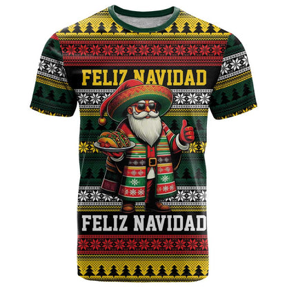 Mexican Santa Sombrero T-Shirt Feliz Navidad Mexico Graphic Tee