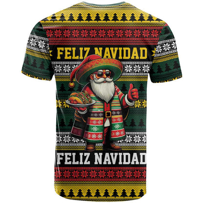 Mexican Santa Sombrero T-Shirt Feliz Navidad Mexico Graphic Tee