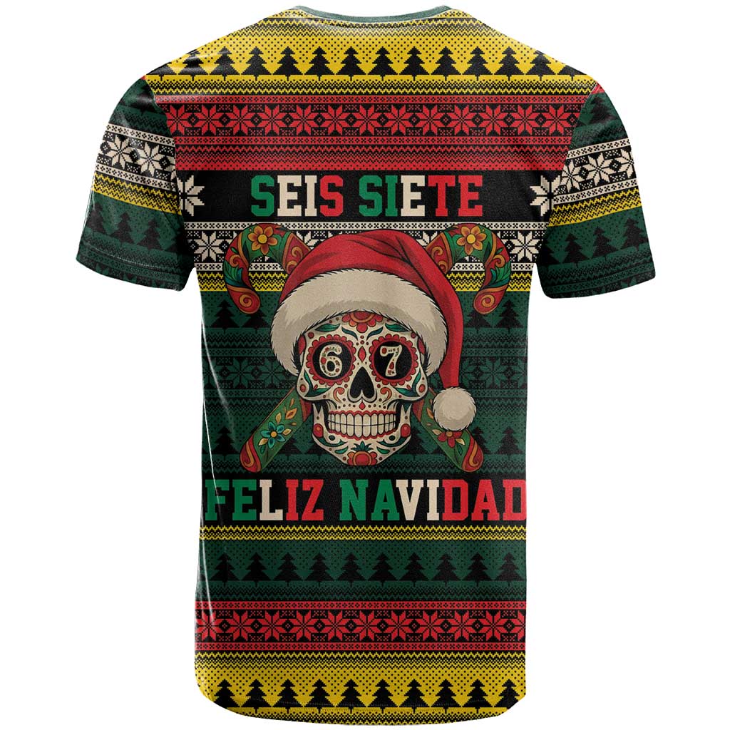 Mexican SEIS Siete 67 Meme T-Shirt Feliz Navidad Mexico Graphic Tee