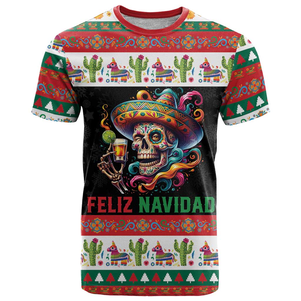 Mexican Sugar Skull T-Shirt Feliz Navidad Mexico Graphic Tee