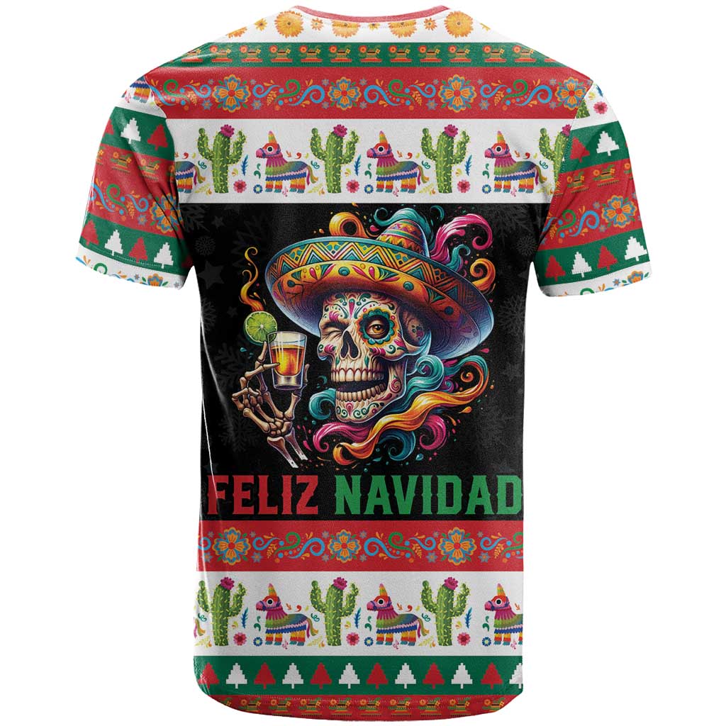 Mexican Sugar Skull T-Shirt Feliz Navidad Mexico Graphic Tee