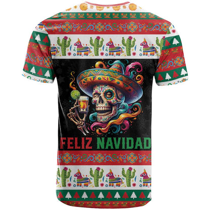 Mexican Sugar Skull T-Shirt Feliz Navidad Mexico Graphic Tee