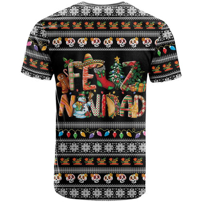 Mexican Sumbrero and Snowman Christmas T-Shirt Feliz Navidad Mexico Graphic Tee