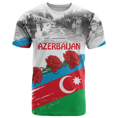 Azerbaijan Qara Yanvar T-Shirt with Flag Style Graphic Tee