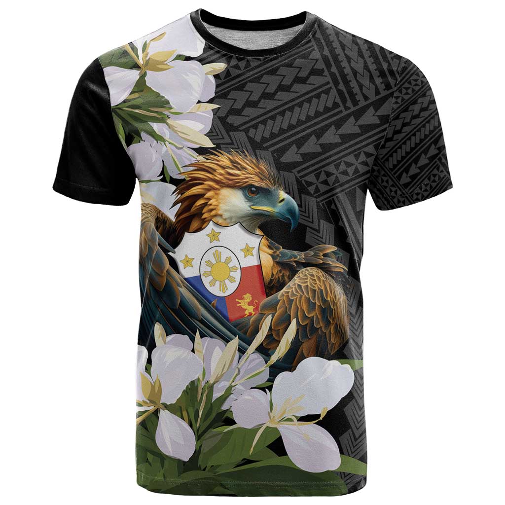 Philippines Eagle with Coat Of Arm T-Shirt Simple Sampaguita Jasmine Graphic Tee