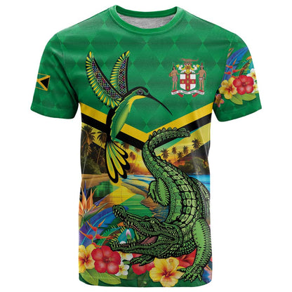 Jamaica Hummingbird and Crocodiles Personalized T-Shirt Graphic Tee