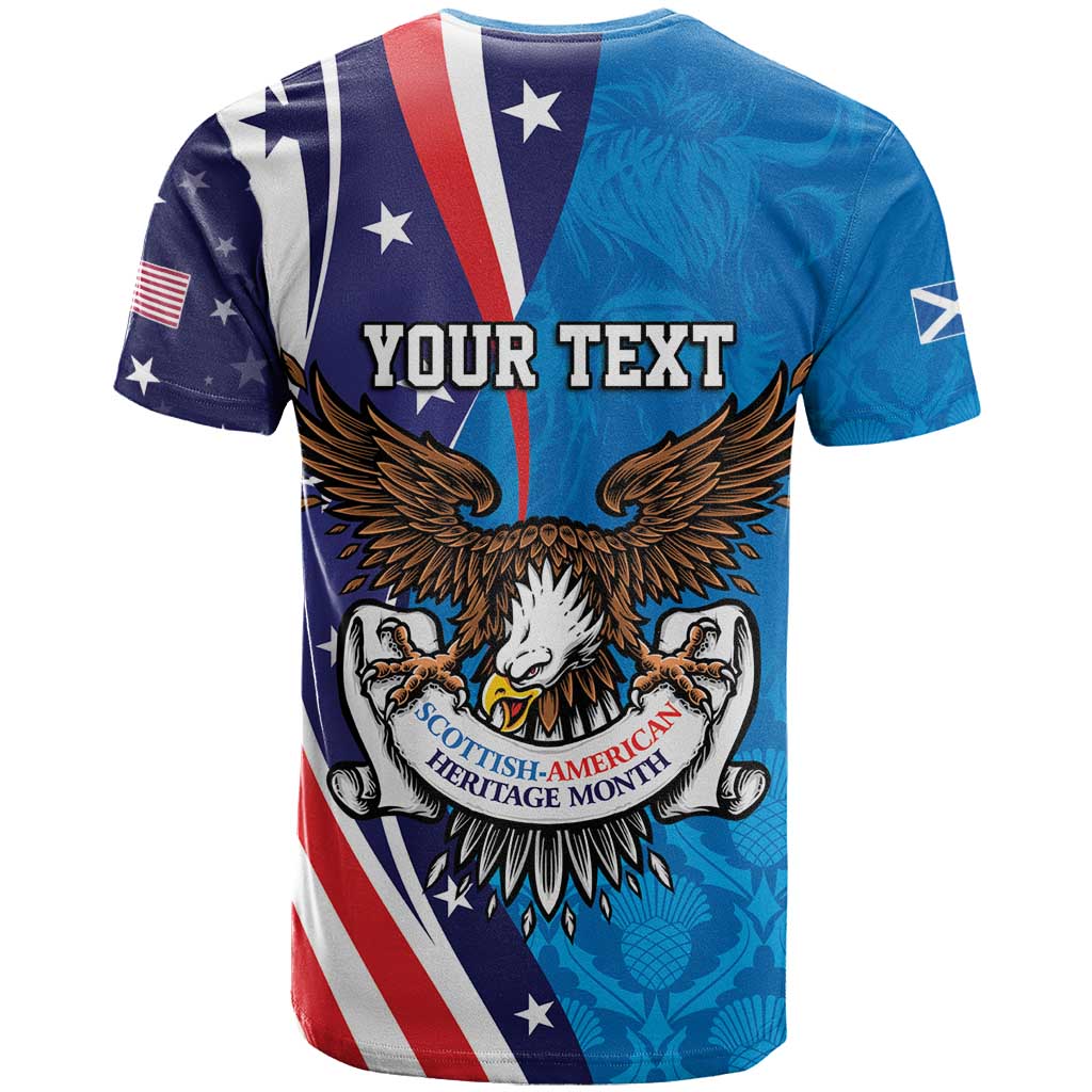 Scottish-American Heritage Month Personalized T-Shirt Highland Cow and USA-eagle Graphic Tee