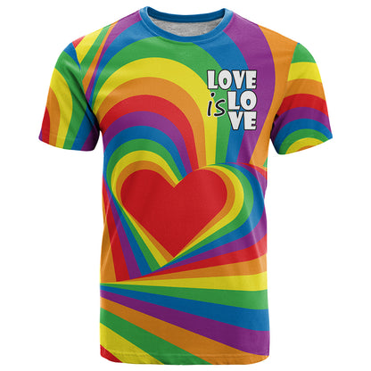 Pride LGBT Love is Love T-Shirt Rainbow Vibe Graphic Tee