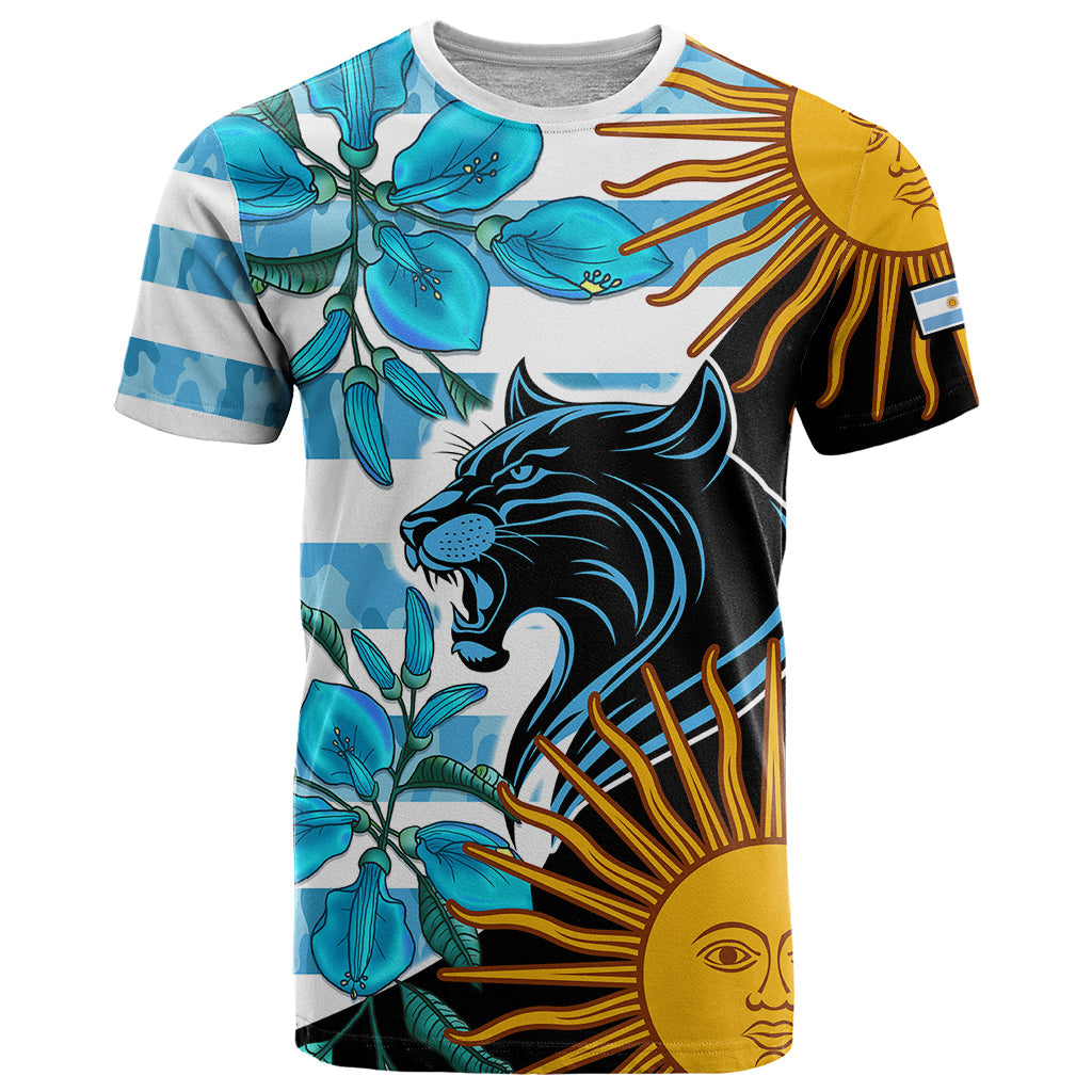 Personalised Argentina T-Shirt Los Pumas and Sol de Mayo Ceibo Flowers Graphic Tee